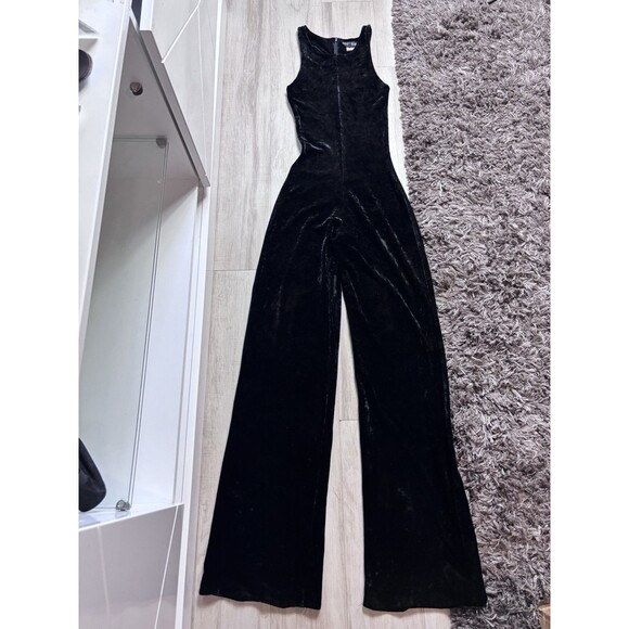 1990s BETSEY JOHNSON Crushed Velvet Jumpsuit VintageWide LegP Stretchy